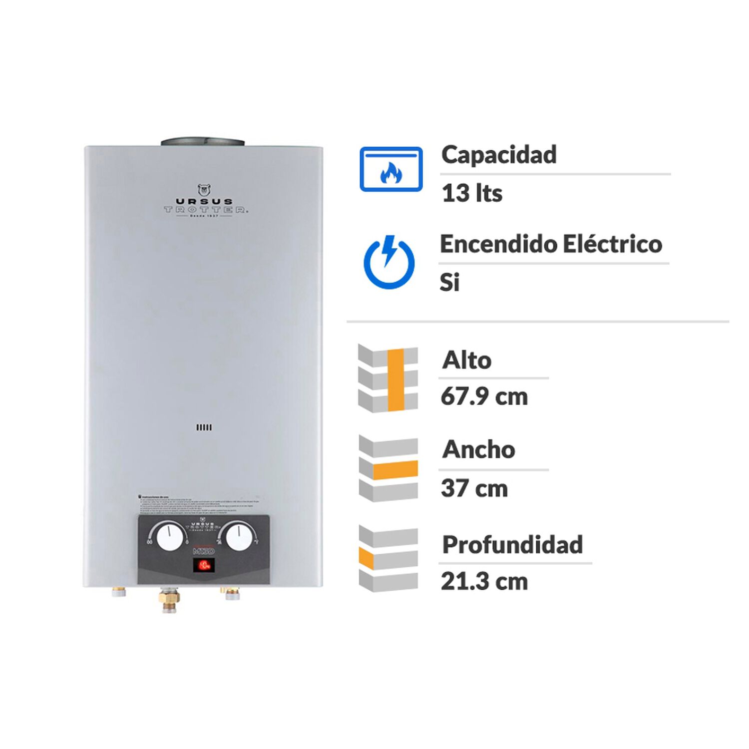 Calefont Ursus Trotter Komfortek UT M13-D GL / Tiro Natural / Gas Licuado  / 13 Litros image number 1.0